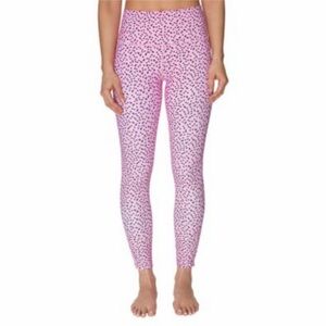 Betsey Johnson Pink Leggings Black Polka Dots NWOT Scrunch Detail M Activewear